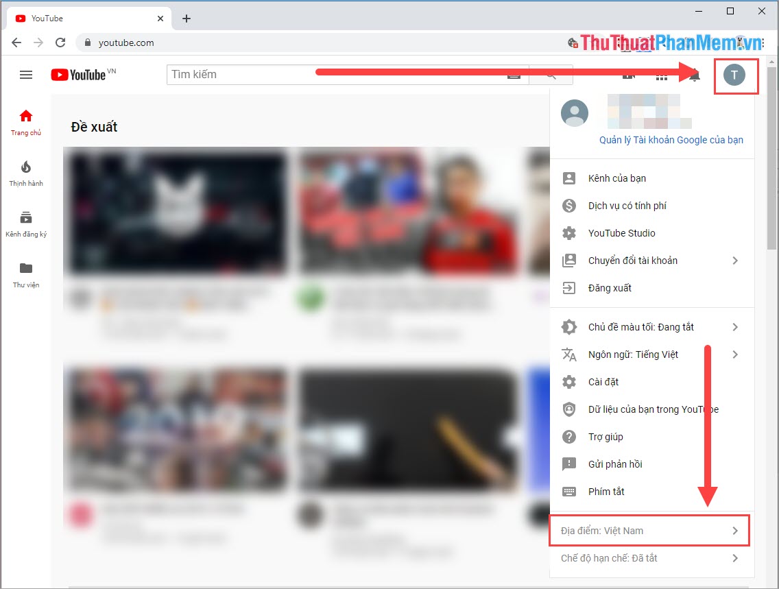 How to change the country, language on YouTube Picture 5