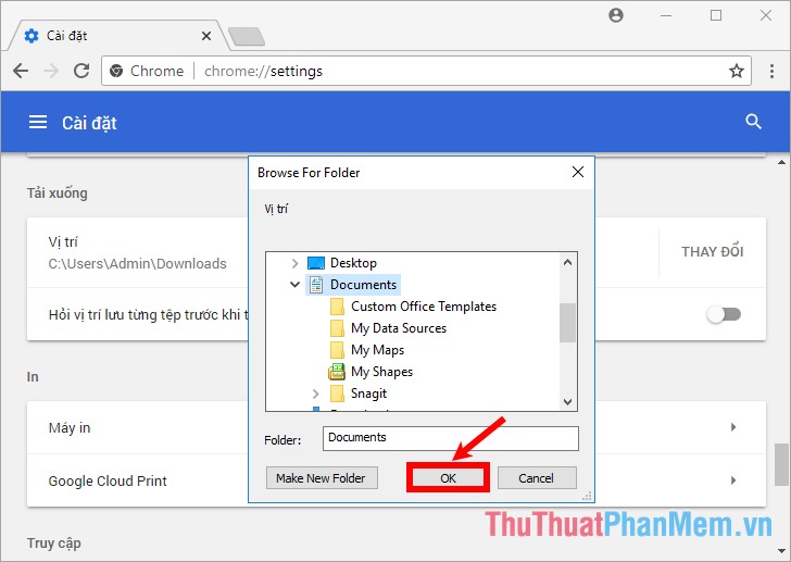 How to change the default download folder in Chrome, Coc Coc, Edge, Firefox Picture 5