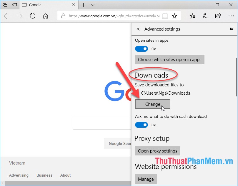 How to change the default Download folder on any browser Chrome, Coc Coc, Edge, Firefox Picture 10