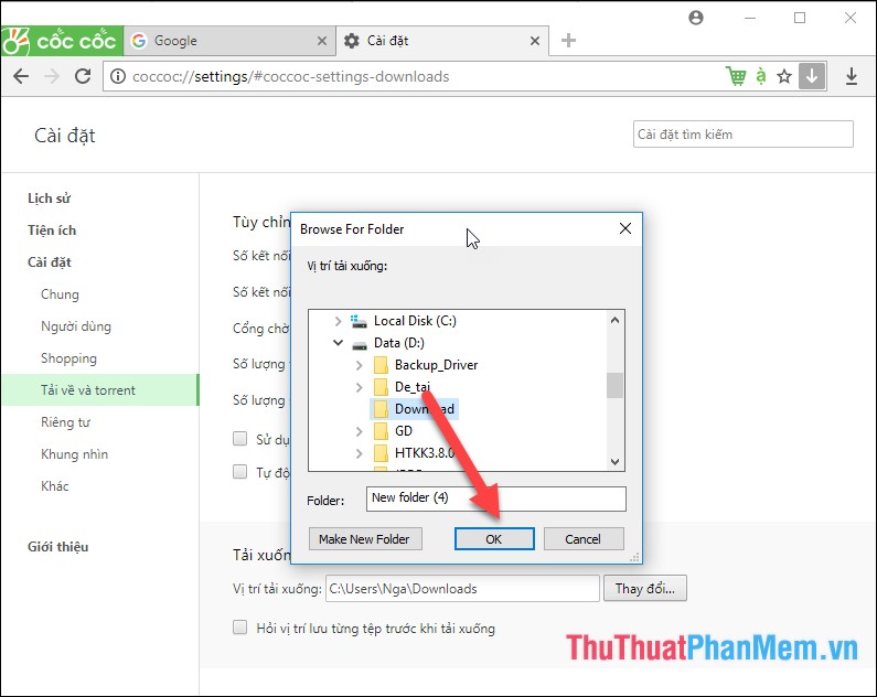 How to change the default Download folder on any browser Chrome, Coc Coc, Edge, Firefox Picture 14