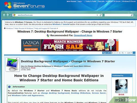 How To Change The Desktop Wallpaper In Windows 7 Starter Edition