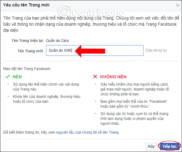 How to change the Facebook Fanpage page name Picture 3