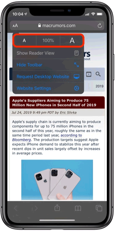 how-to-change-the-font-size-in-safari-on-iphone