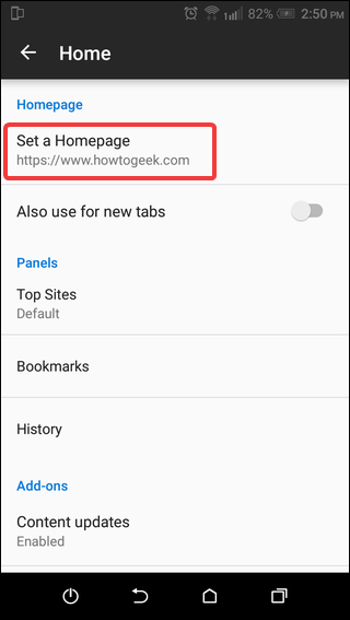 How to change the homepage in the web browser Picture 10