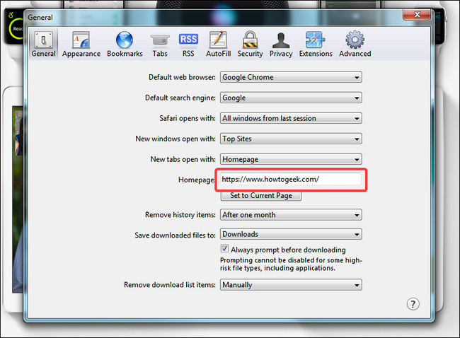 How to change the homepage in the web browser Picture 19
