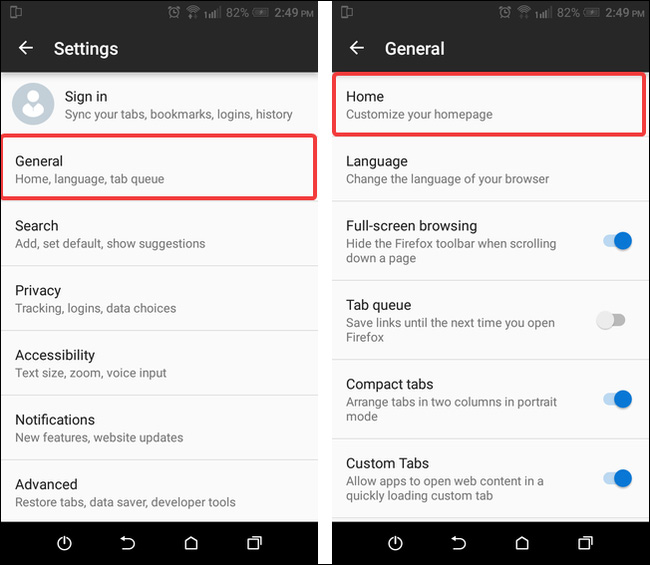 How to change the homepage in the web browser Picture 6