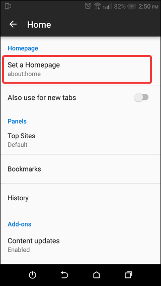 How to change the homepage in the web browser Picture 7