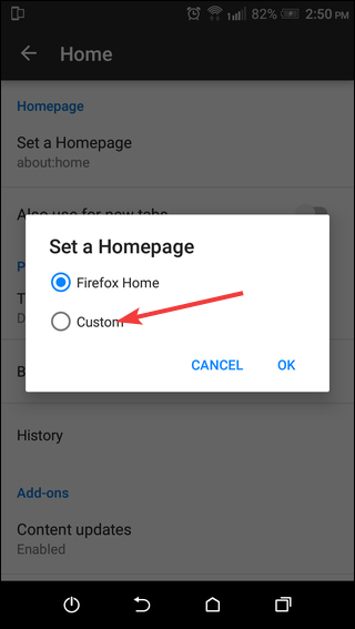 How to change the homepage in the web browser Picture 8