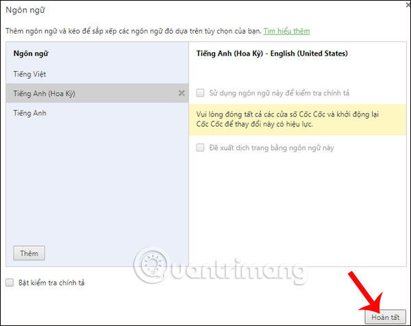 How to change the language on Coc Coc browser Picture 6