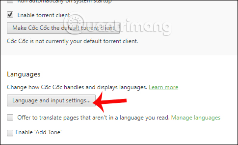 How to change the language on Coc Coc browser Picture 8