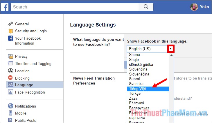 How to change the language on Facebook - Adjust the Facebook language Picture 5