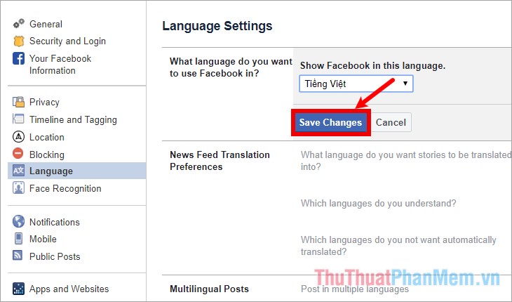 How to change the language on Facebook - Adjust the Facebook language Picture 6