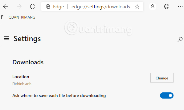 How to change the location to save the default file on Edge Chromium Picture 4