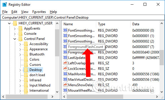 How to change the number of flashing applications on the Taskbar Windows 10 Picture 3