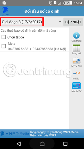 How to change the phone area code with VNPT Update Contacts Picture 8