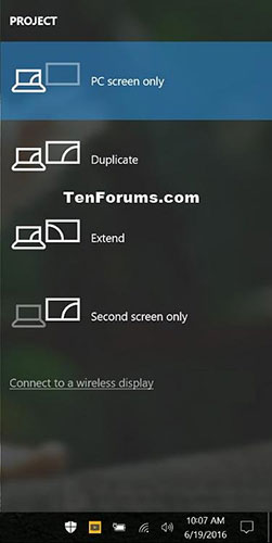 How to change the presentation mode for screens in Windows 10 Picture 2