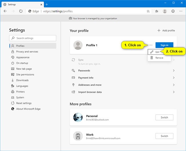 How to change the profile picture in Microsoft Edge Chromium Picture 3