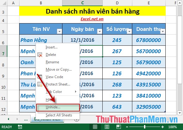 How to change the SheetTab color and hide the worksheet in Excel Picture 7