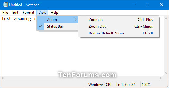 How to change the text zoom level in Notepad Windows 10 - TipsMake.com