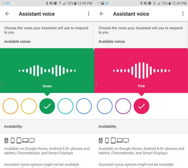google home voice options