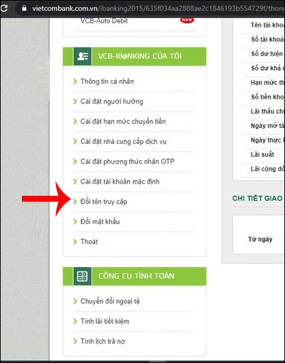 How to change your username Vietcombank iB @ nking Picture 2