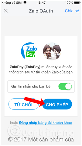 How to chat Zalo just transfer money Picture 3