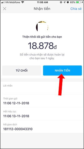 How to chat Zalo just transfer money Picture 5