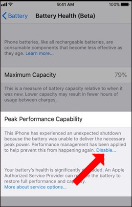 How to check battery status and turn off iOS 11.3 performance Picture 3
