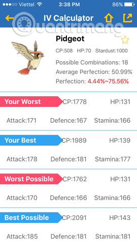 How to check IV potential indicators for Pokemon on iOS and PC Picture 11