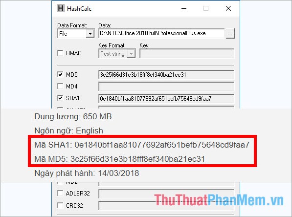 How to check the code MD5 and SHA1 to check the integrity of the file Picture 13