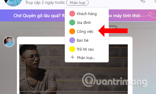 How to classify chat conversations on Zalo PC Picture 1