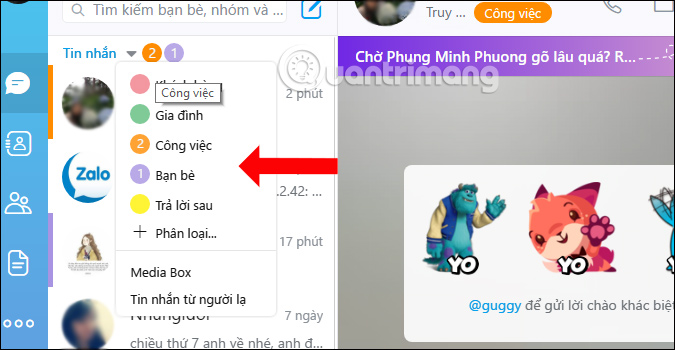 How to classify chat conversations on Zalo PC Picture 3