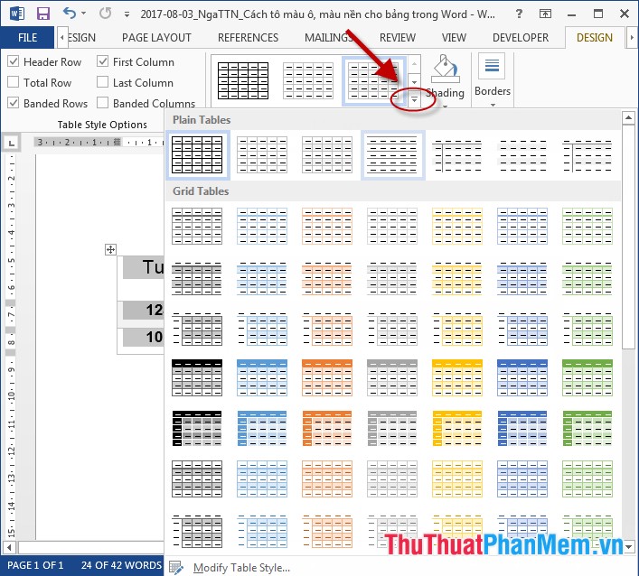 How to color cells, background colors for tables in Word Picture 1