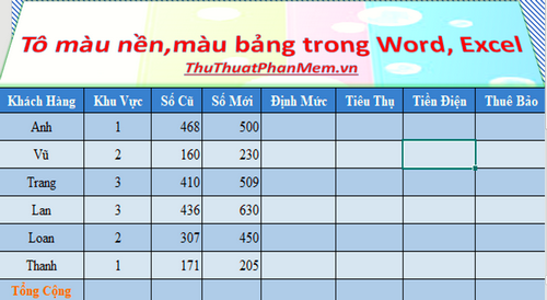 How to color the background, table color in Word, Excel Picture 1