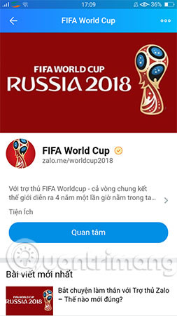 How to comment, see the 2018 World Cup news right on Zalo Picture 1