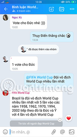 How to comment, see the 2018 World Cup news right on Zalo Picture 13