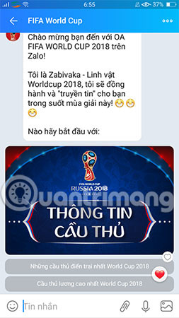 How to comment, see the 2018 World Cup news right on Zalo Picture 2