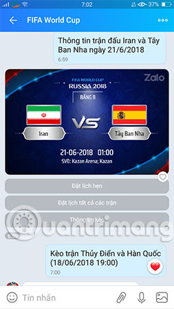 How to comment, see the 2018 World Cup news right on Zalo Picture 3