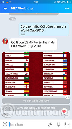 How to comment, see the 2018 World Cup news right on Zalo Picture 5