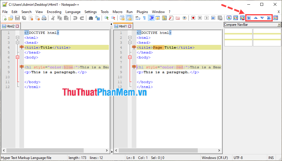 How to compare contents of 2 text files with Notepad ++ Picture 7