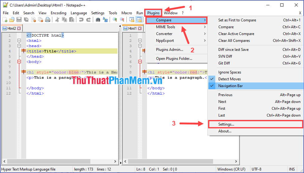 How to compare contents of 2 text files with Notepad ++ Picture 8