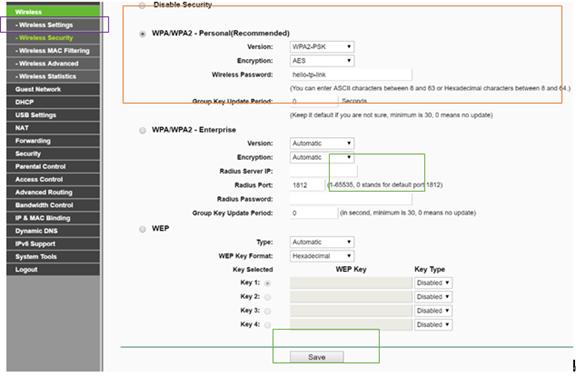 tp link router configuration page