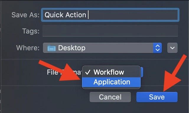 How to convert Automator action into an application on Mac Picture 2