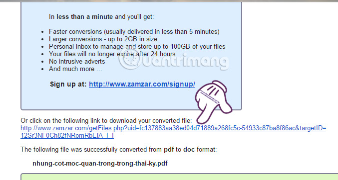 How to convert PDF files to doc or docx files with Zamzar online Picture 7