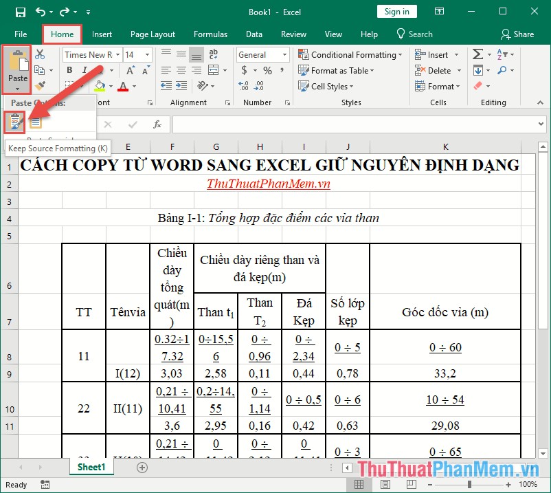 How to copy from Word to Excel, Powerpoint stays the same format Picture 12