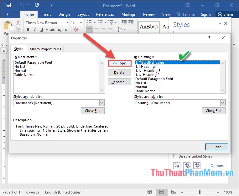 How to copy styles between 2 Word files (Import, import styles from the old word file to the new file) Picture 7