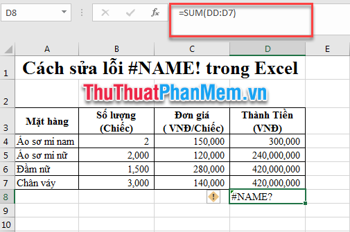 How To Correct A Name Error In Excel