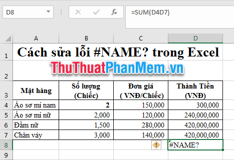 How To Correct A Name Error In Excel