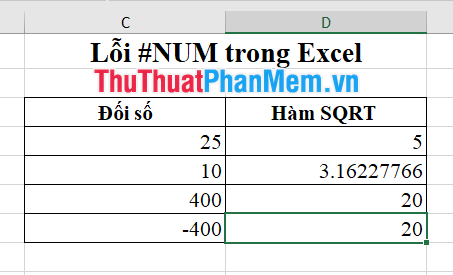 How to correct a #NUM error in Excel Picture 3