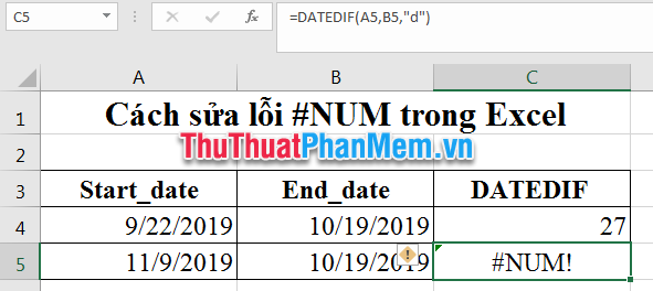 How to correct a #NUM error in Excel Picture 4